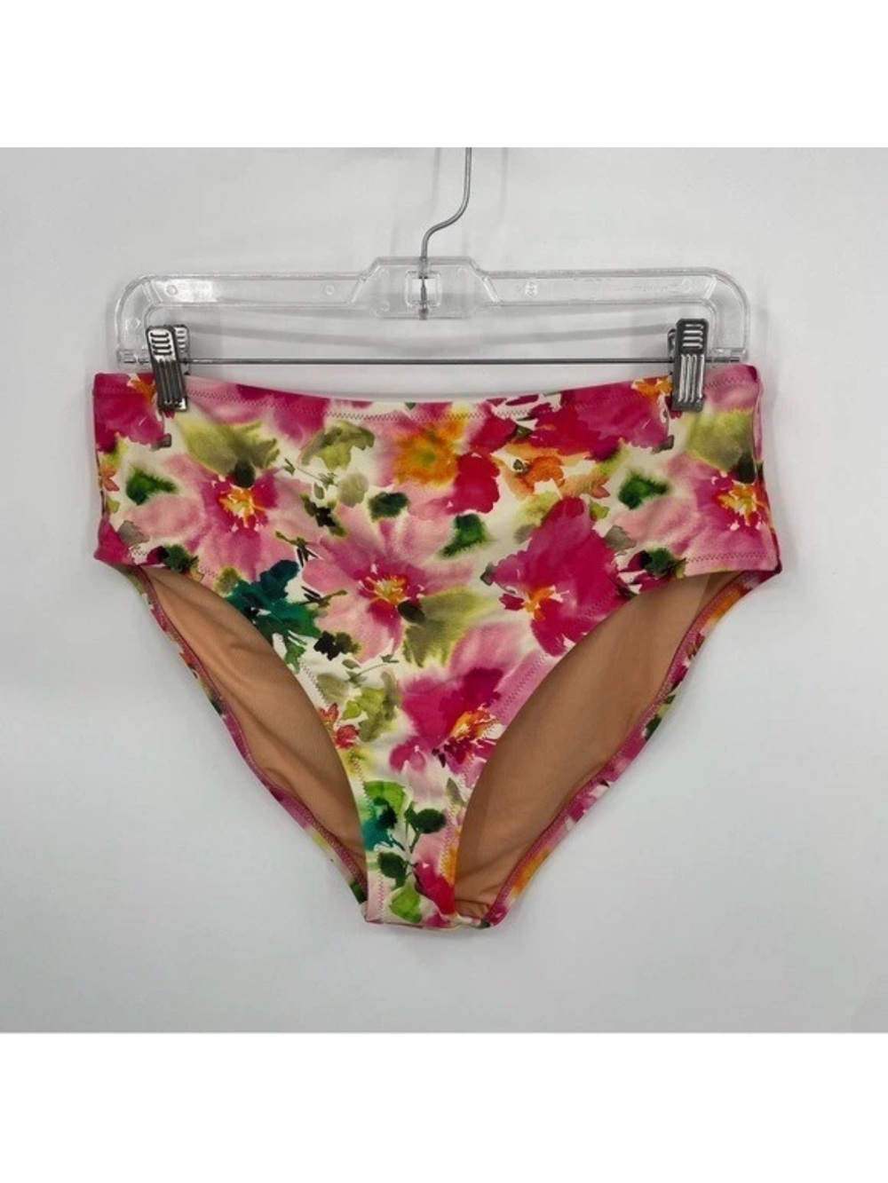 J. Crew Peach-Lined Floral Bikini Bottoms High Rise